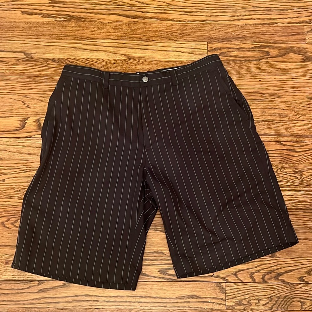Black pinstripe men’s dress shorts